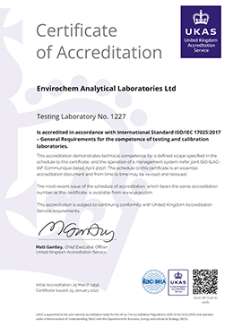 UKAS Testing Certificate