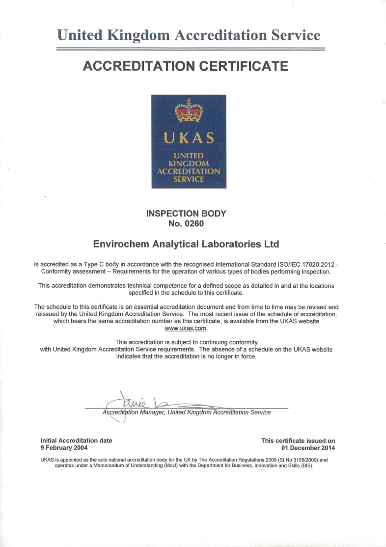 Visit UKAS Inspection Certificate Website UKAS Inspection Certificate